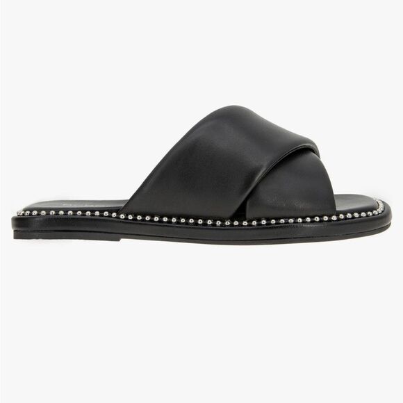 BCBGeneration Women’s Tabby Square Toe Cross Slide Sandal, black/silver, size 6 - Picture 5 of 11